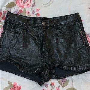 Faux leather shorts